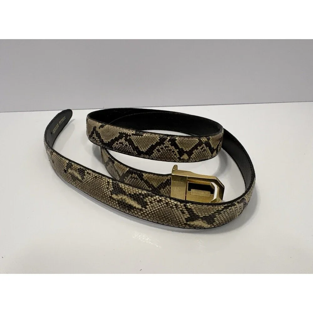 Vintage Genuine Python Women's Waist Belt Beige/Brown OS (No Size Marking)